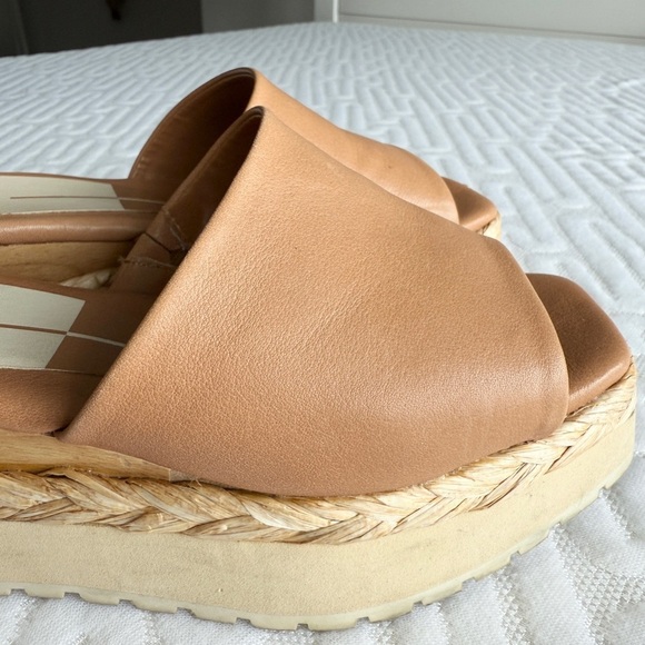 🤎 Dolce Vita Chavi Tan Mules Slide Sandals with Rubber Wedge Sole - Picture 12 of 14